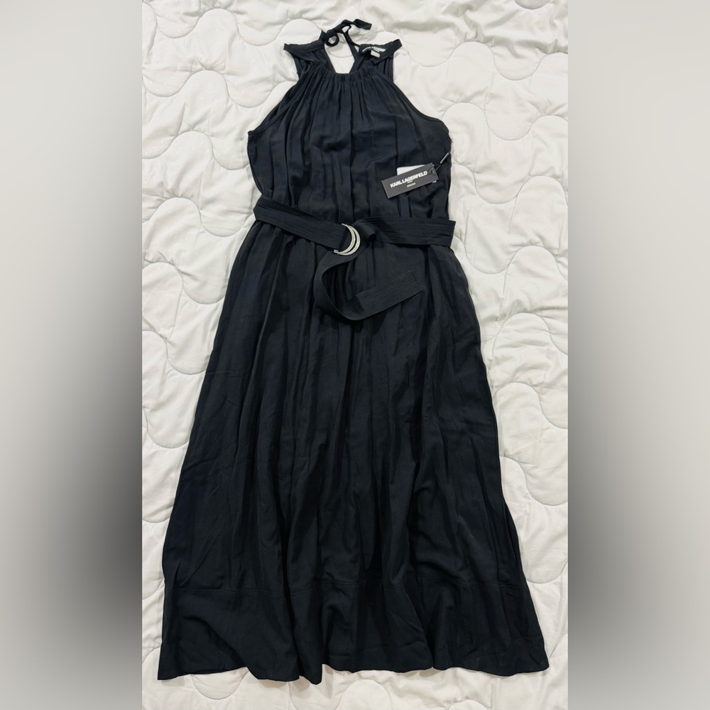 Elegant Black Halter Dress KARL LAGERFELD